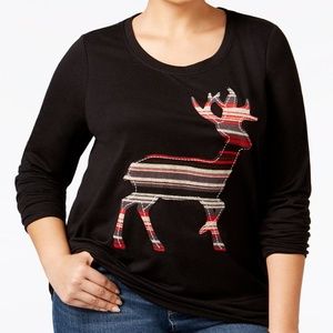 Style & Co.  Reindeer Sweatshirt Deep Black